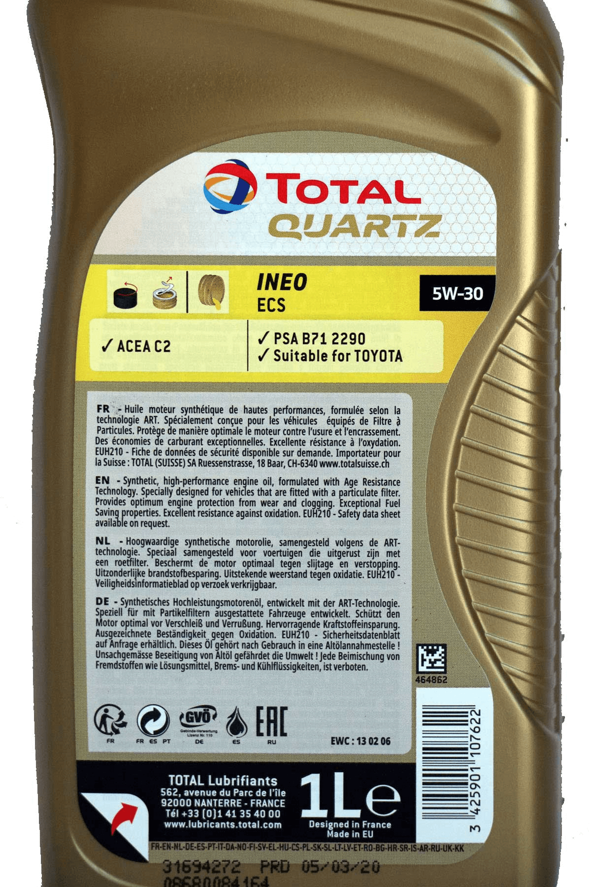 Total Quartz INEO ECS 5W-30 Motoröl 1L